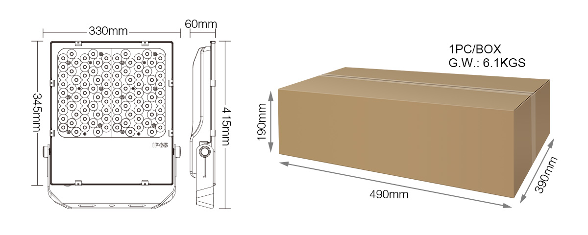 2.4GHz puldiga RGB+CCT 100W aiaprožektor IP66 veekindel välisvalgusti aeda ja terrassile