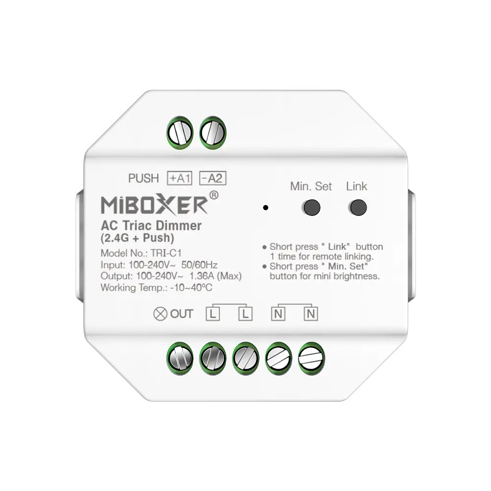 AC TRIAC RF + PUSH dimmer MiBoxer TRI-C1 230V LED dimmer moodul