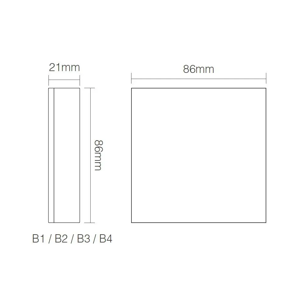 MiBoxer B4-B seinapuldi mõõdud 86 × 86 mm