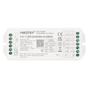 MiBoxer PR5 5-in-1 LED-riba kontroller 20 A, 12–48 V, 2.4 GHz