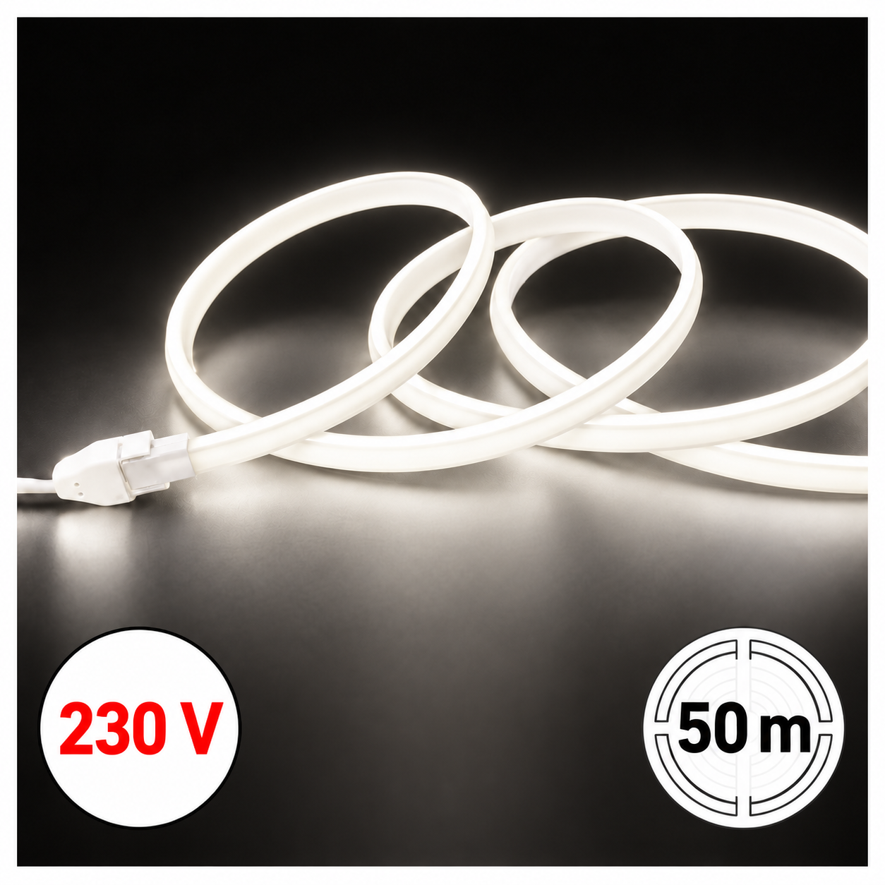 230 V HVC Neon LED-riba 4000 K – 50 m rull