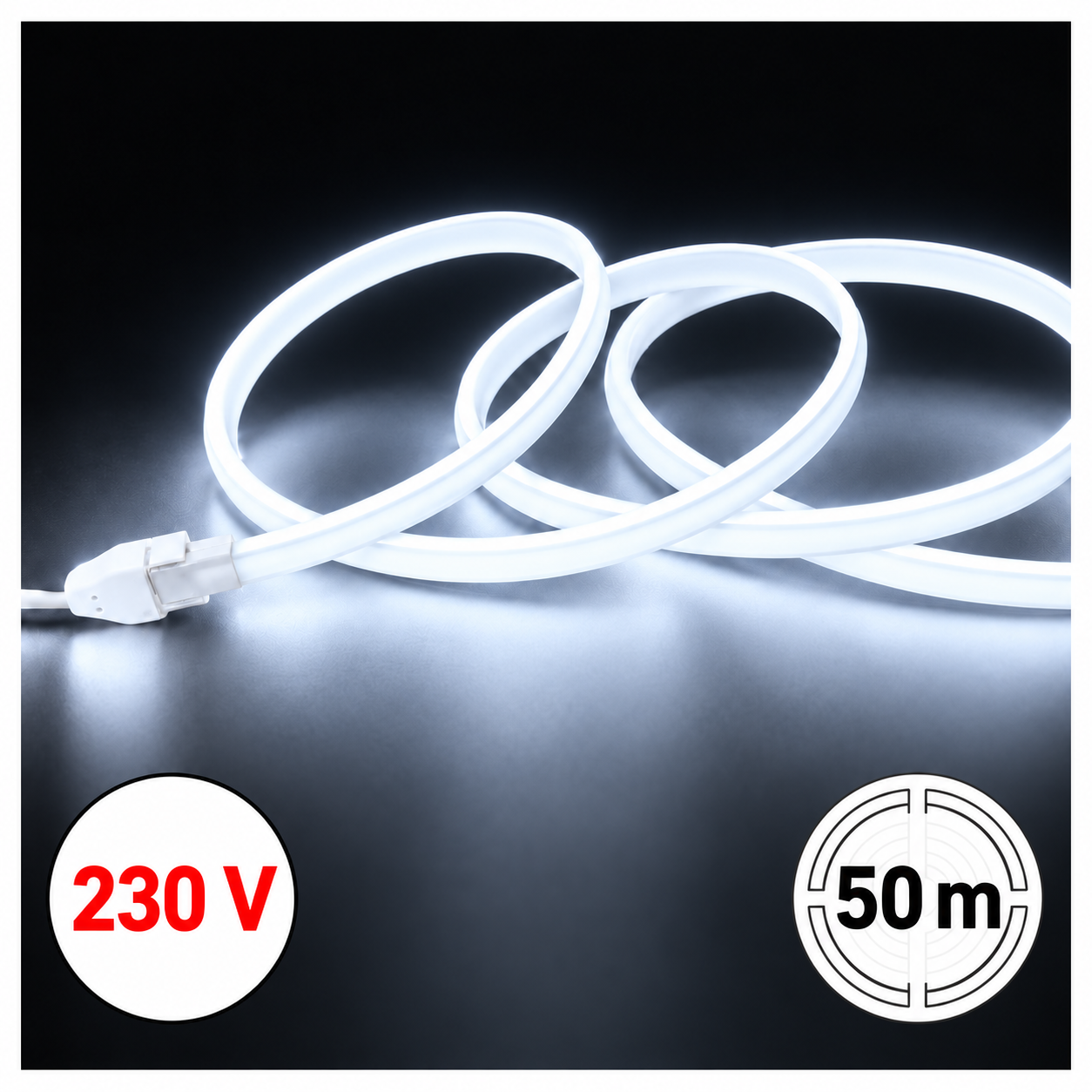 230 V HVC Neon LED-riba 6500 K – 50 m rull
